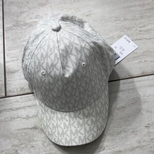 Michael Kors Cream and Light Beige MK Logo Baseball Cap…nwt